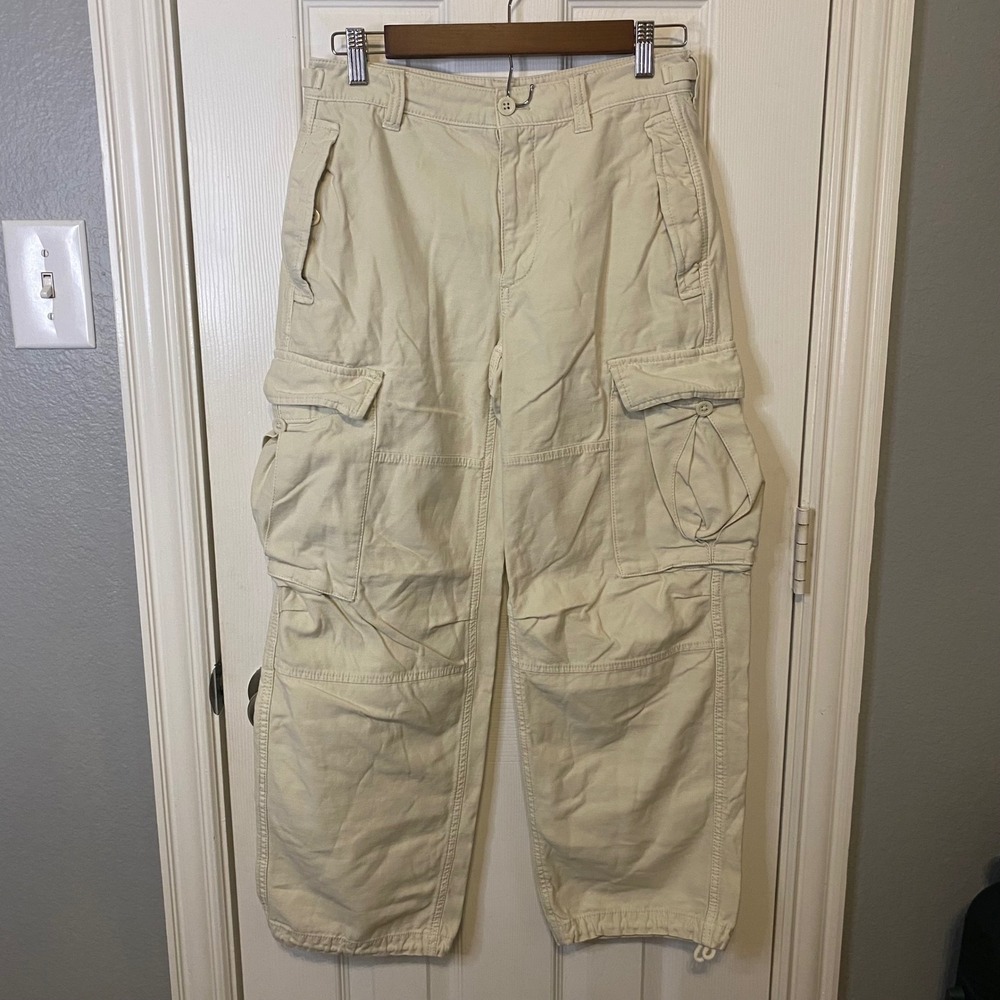 Tna Aritzia Supply Cargo Pants Women's 2‎ Khaki Cream Utility Pockets RelaxedFit